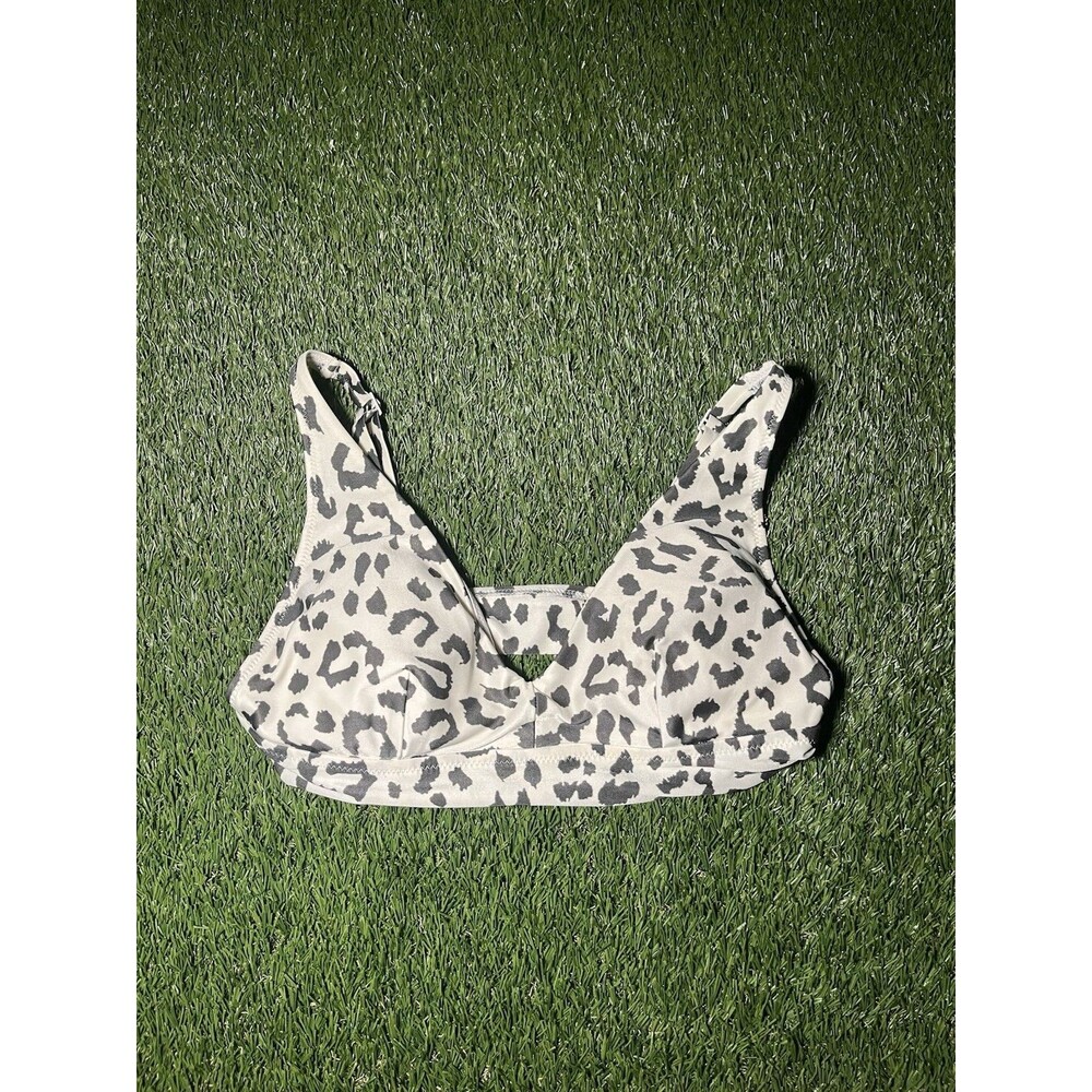 Aerie Bathing Suit Top Leopard Print White Black Womens Medium
